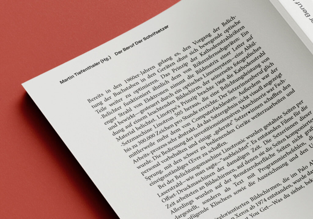 the back of a book cover explaining the content of the book Der beruf der Schriftsetzer