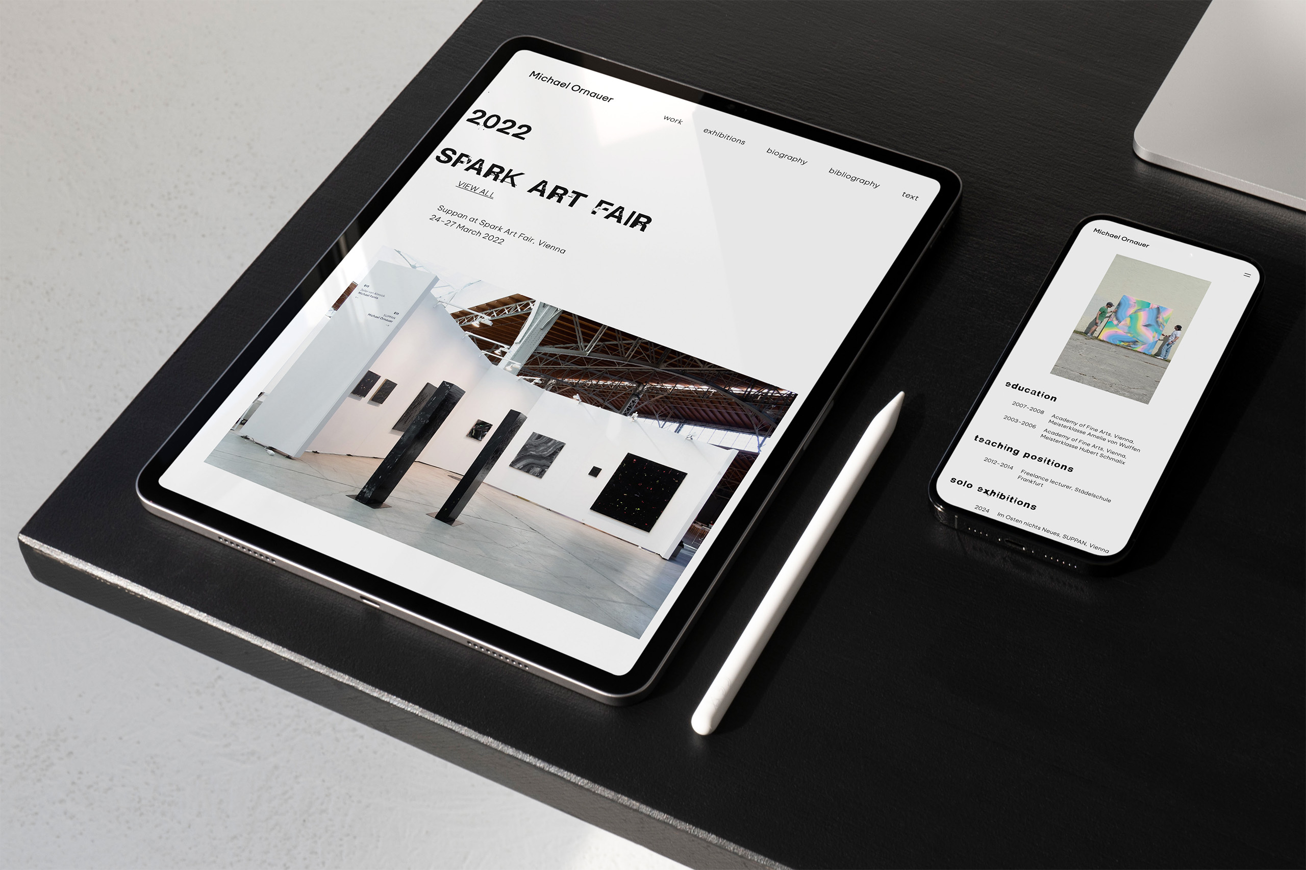 a tablet and a smartphone with different pages of the website www.ornauer.com 