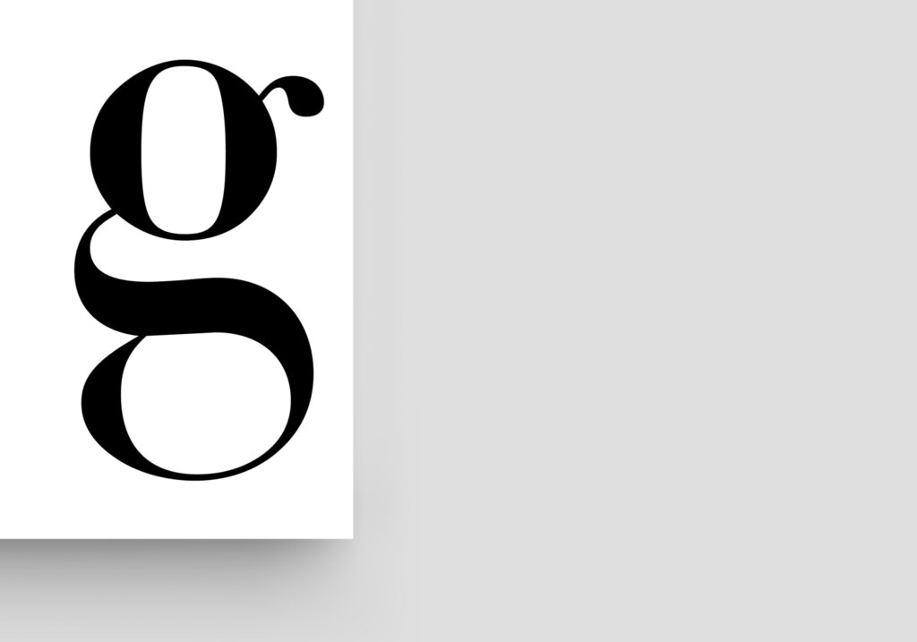 a close up on the letter g