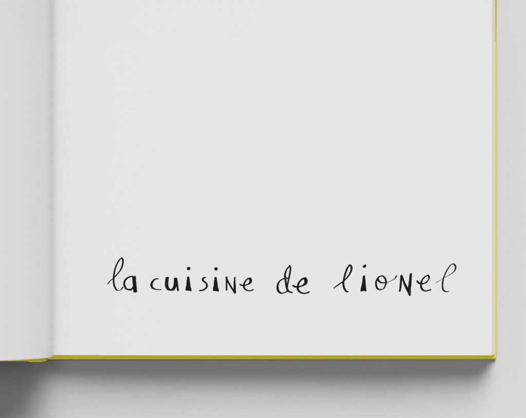 a close up of the hand drawn title la cuisine de lionel
