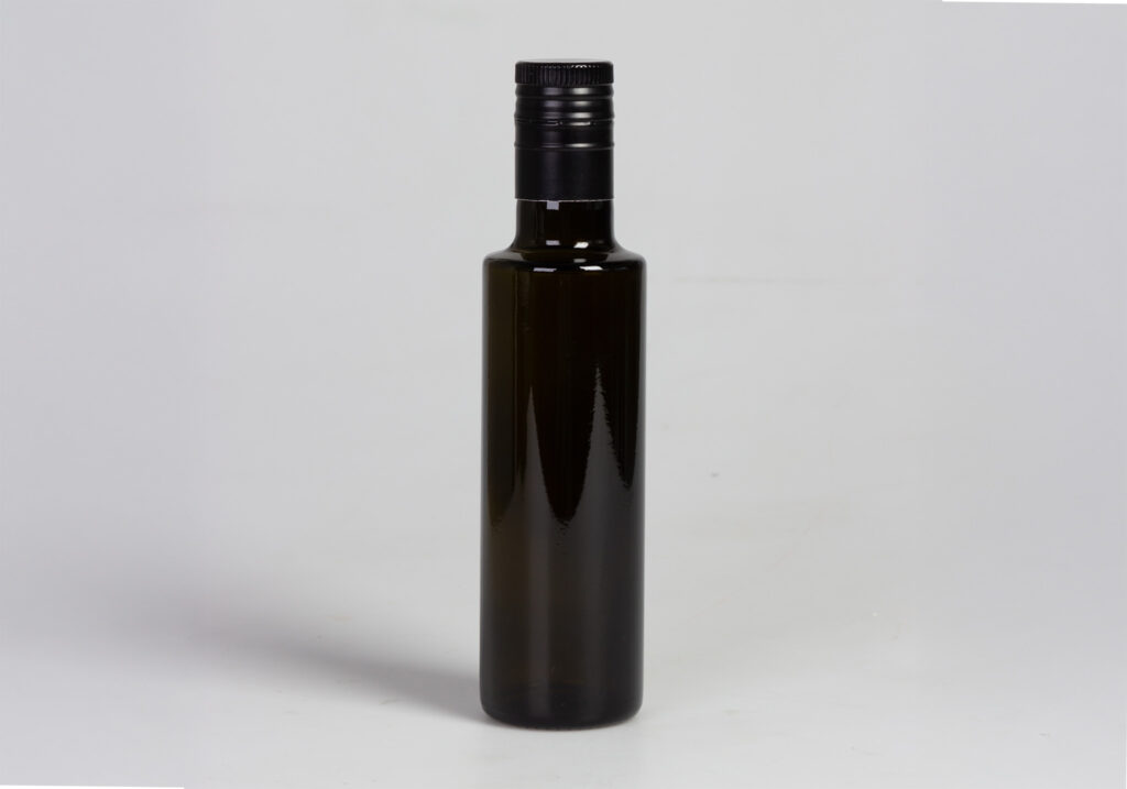 one black bottle of vinegar, totally naked, without any inscription 
